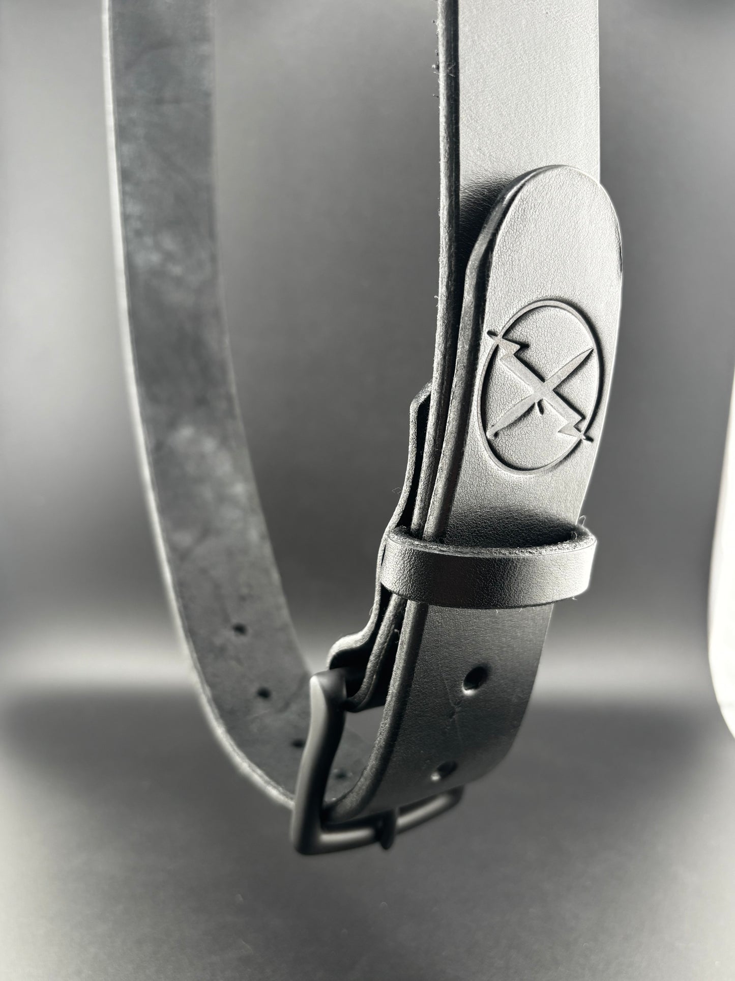 Black Leather belt with black hardware