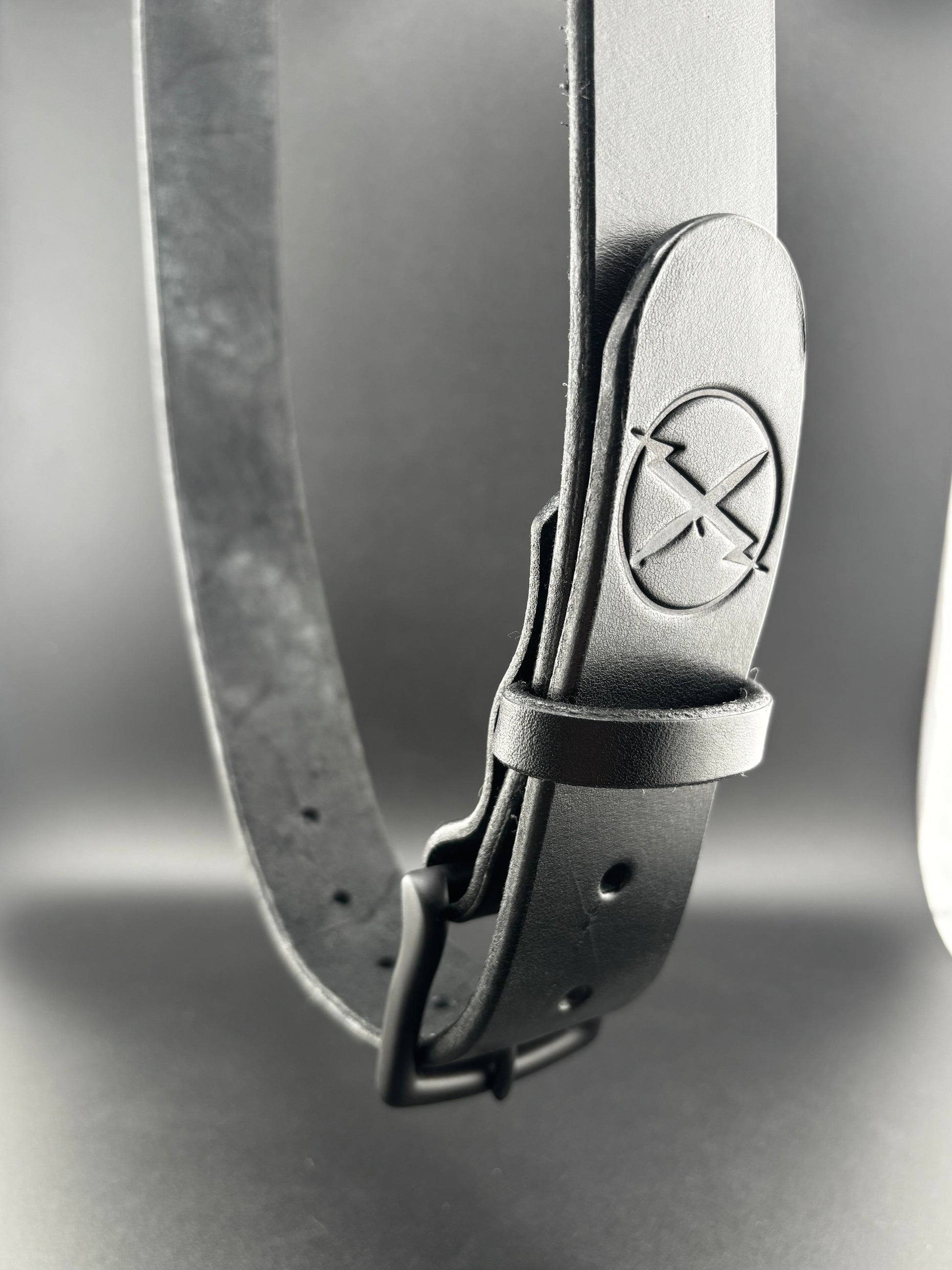 Black Leather belt with black hardware