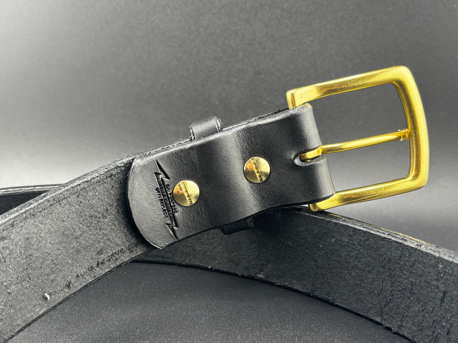 Black Leather belt with Gold Hardware