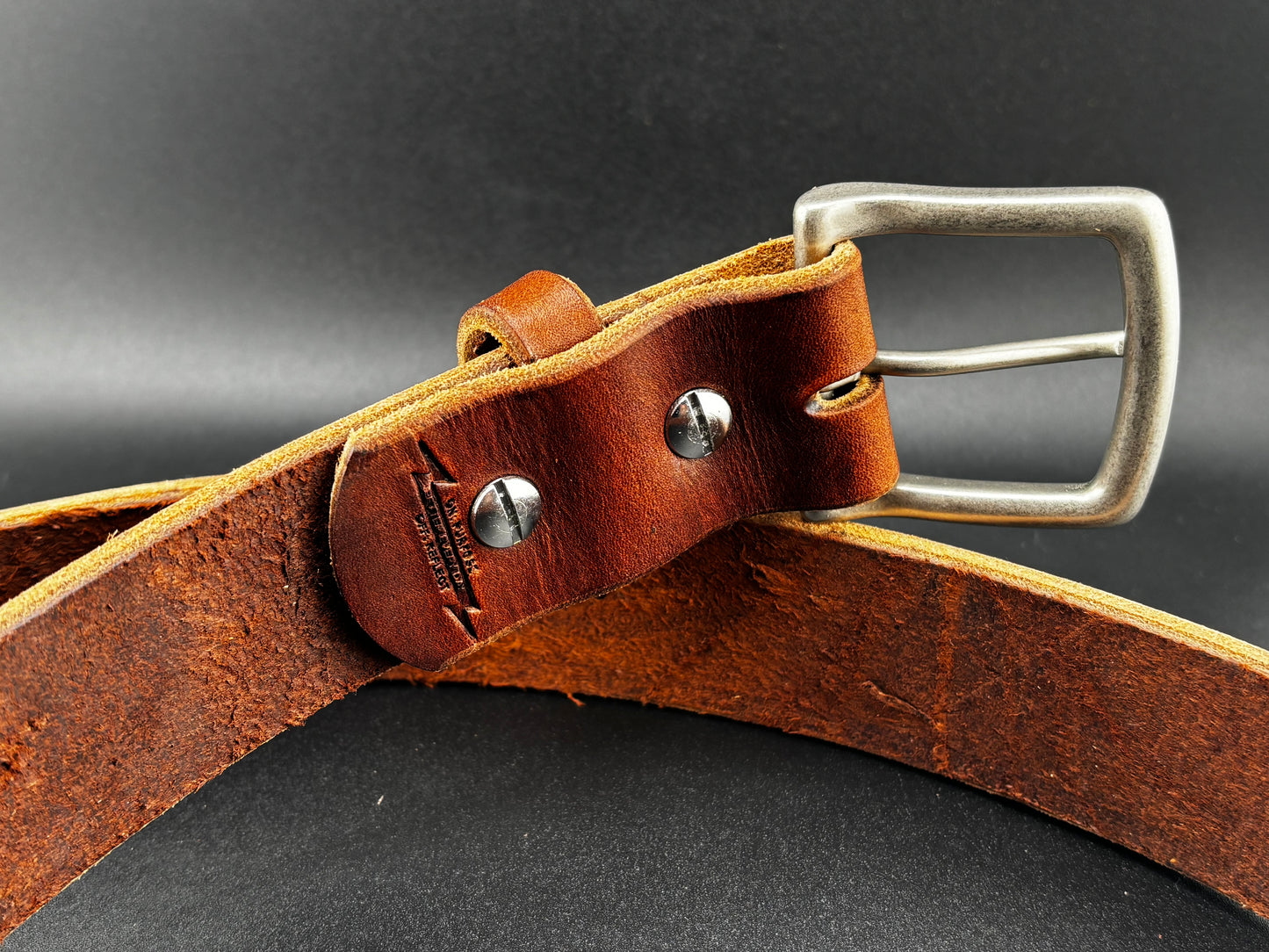 Brown Leather Belt with silver hardware